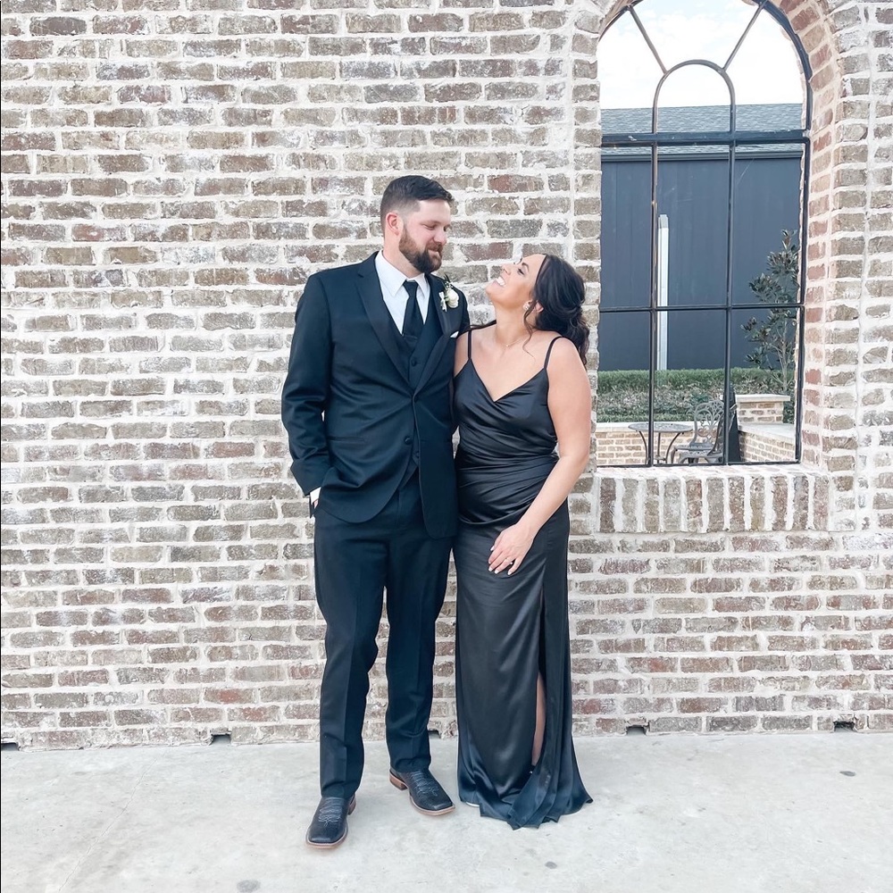 REVELRY RORY Satin Dress in Black